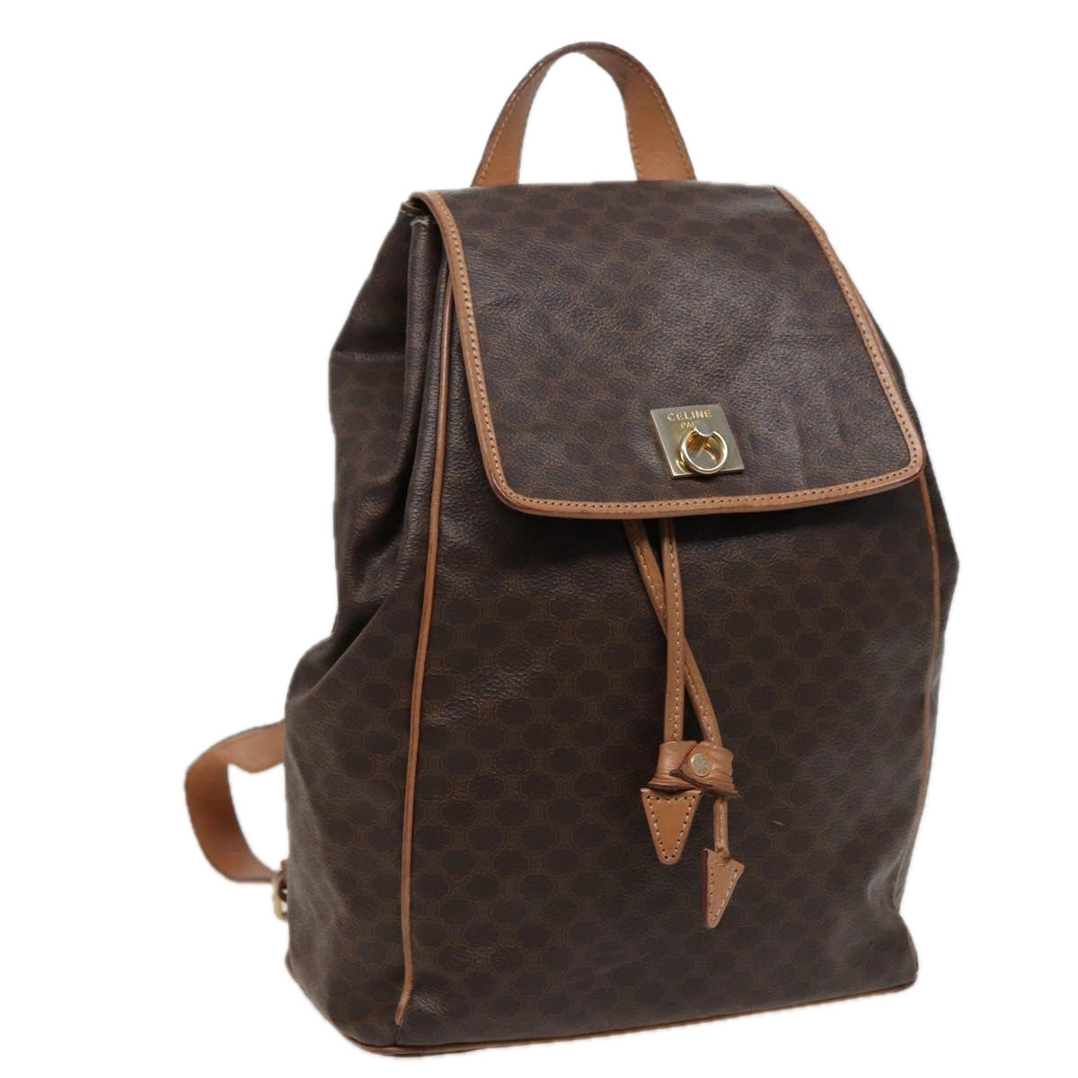 CELINE Macadam Canvas Backpack PVC Brown Auth bs15310