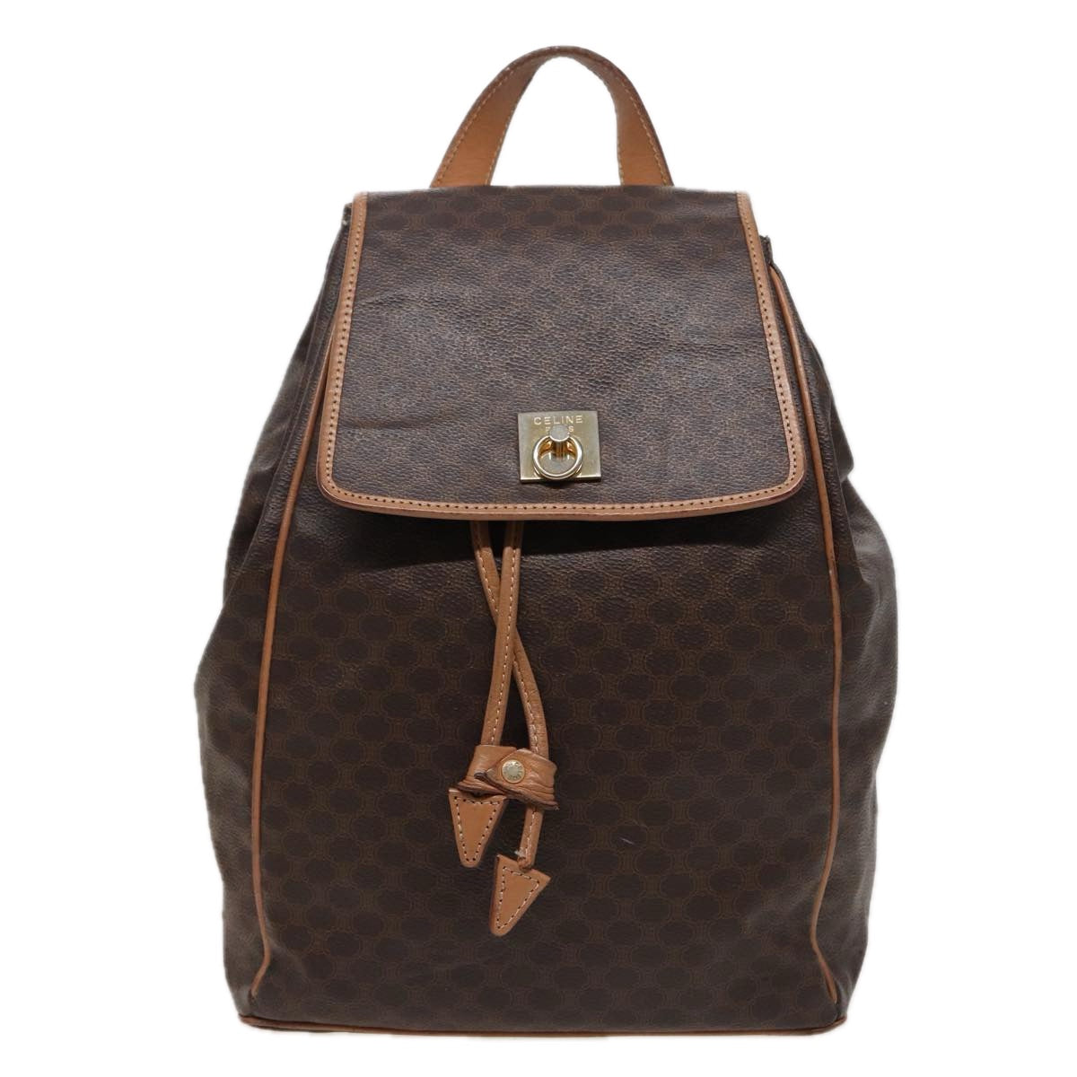 CELINE Macadam Canvas Backpack PVC Brown Auth bs15310