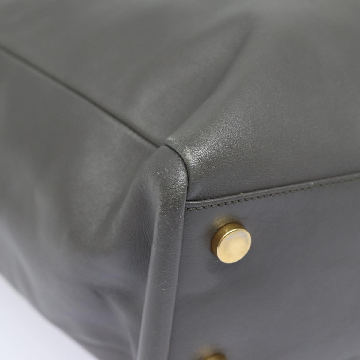 SAINT LAURENT Tote Bag Leather Gray Auth bs15314