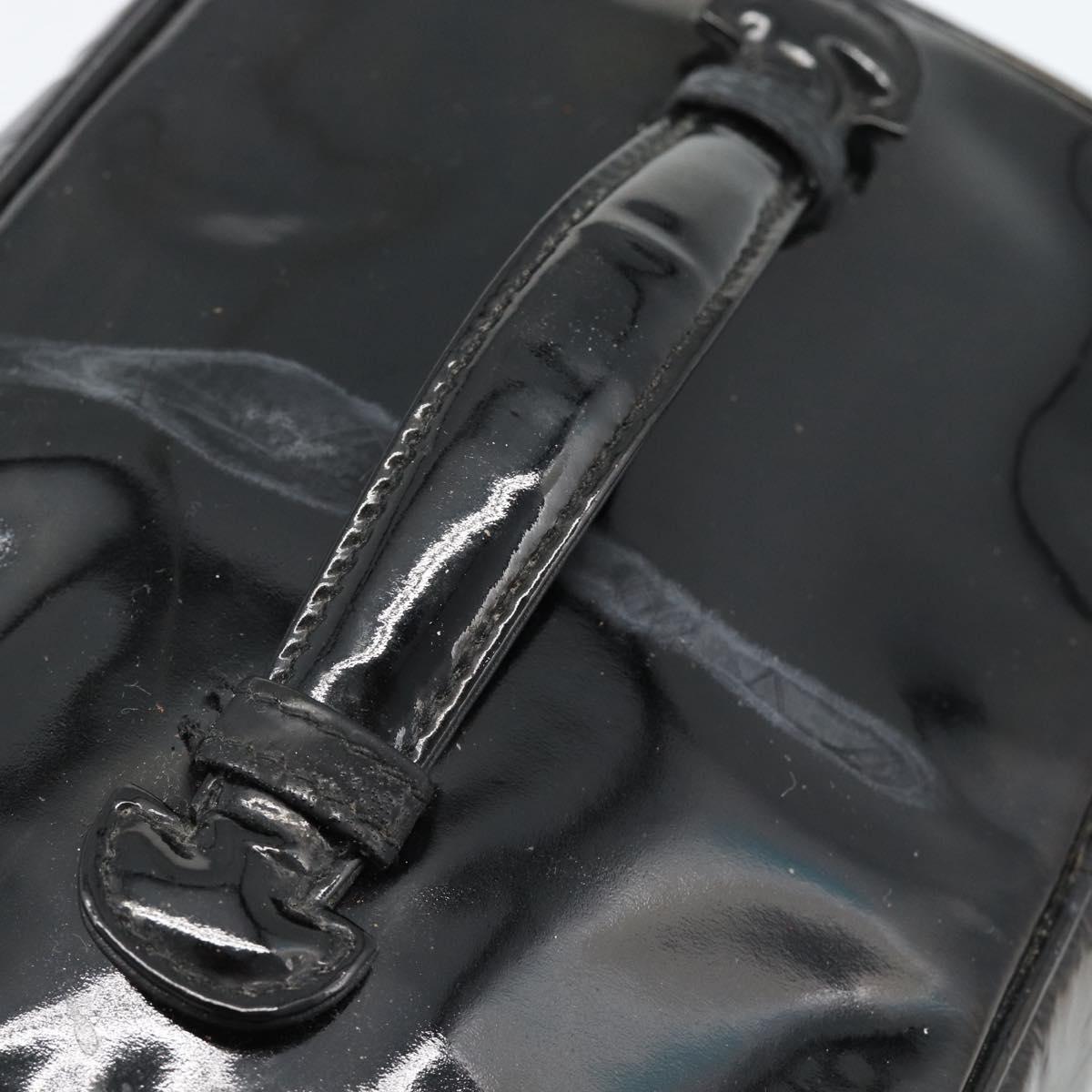 CHANEL Vanity Cosmetic Pouch Patent leather Black CC Auth bs15339