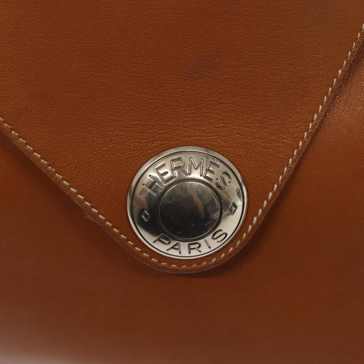 HERMES Christine Shoulder Bag Leather Brown Auth bs15351