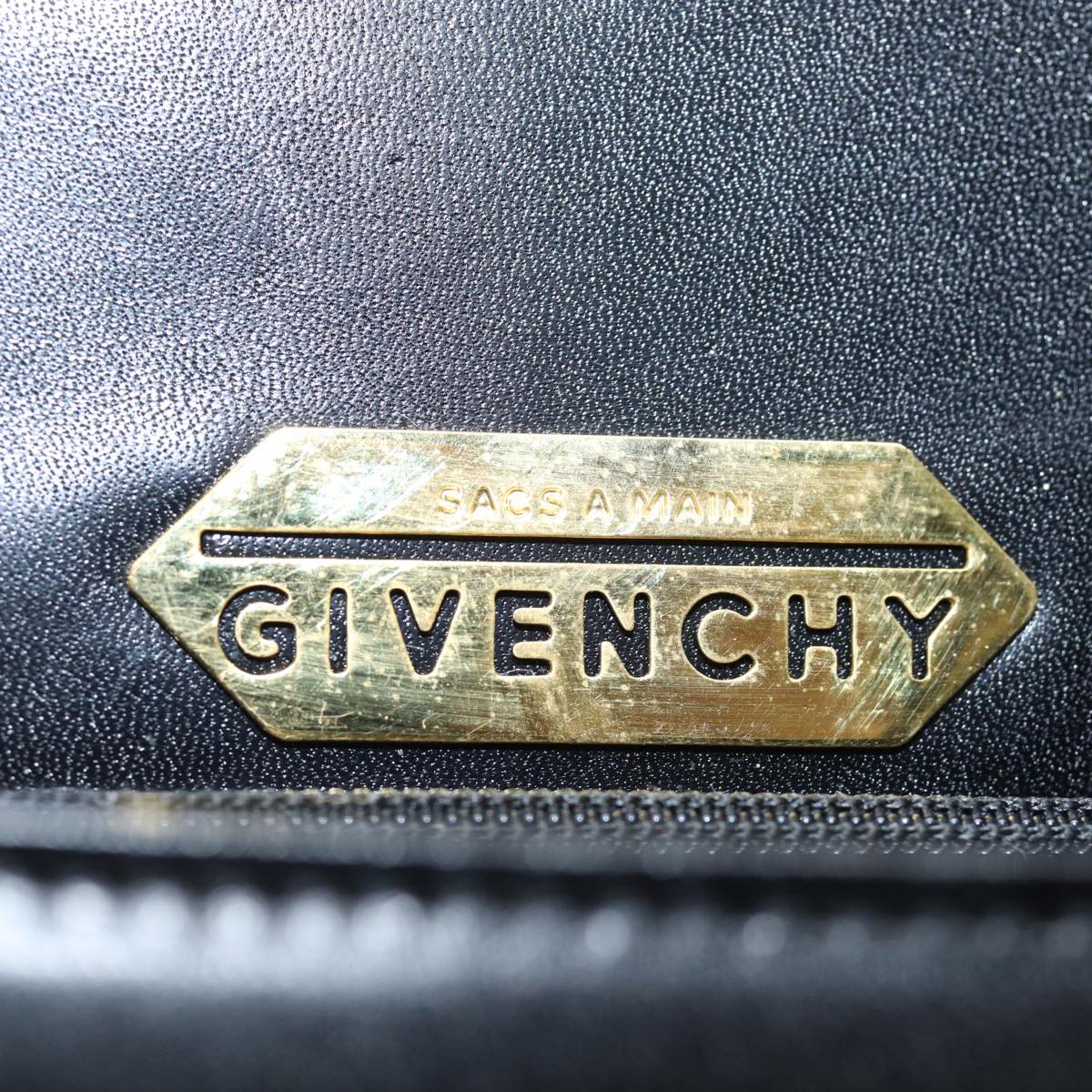 GIVENCHY Hand Bag Leather Black Auth bs15374