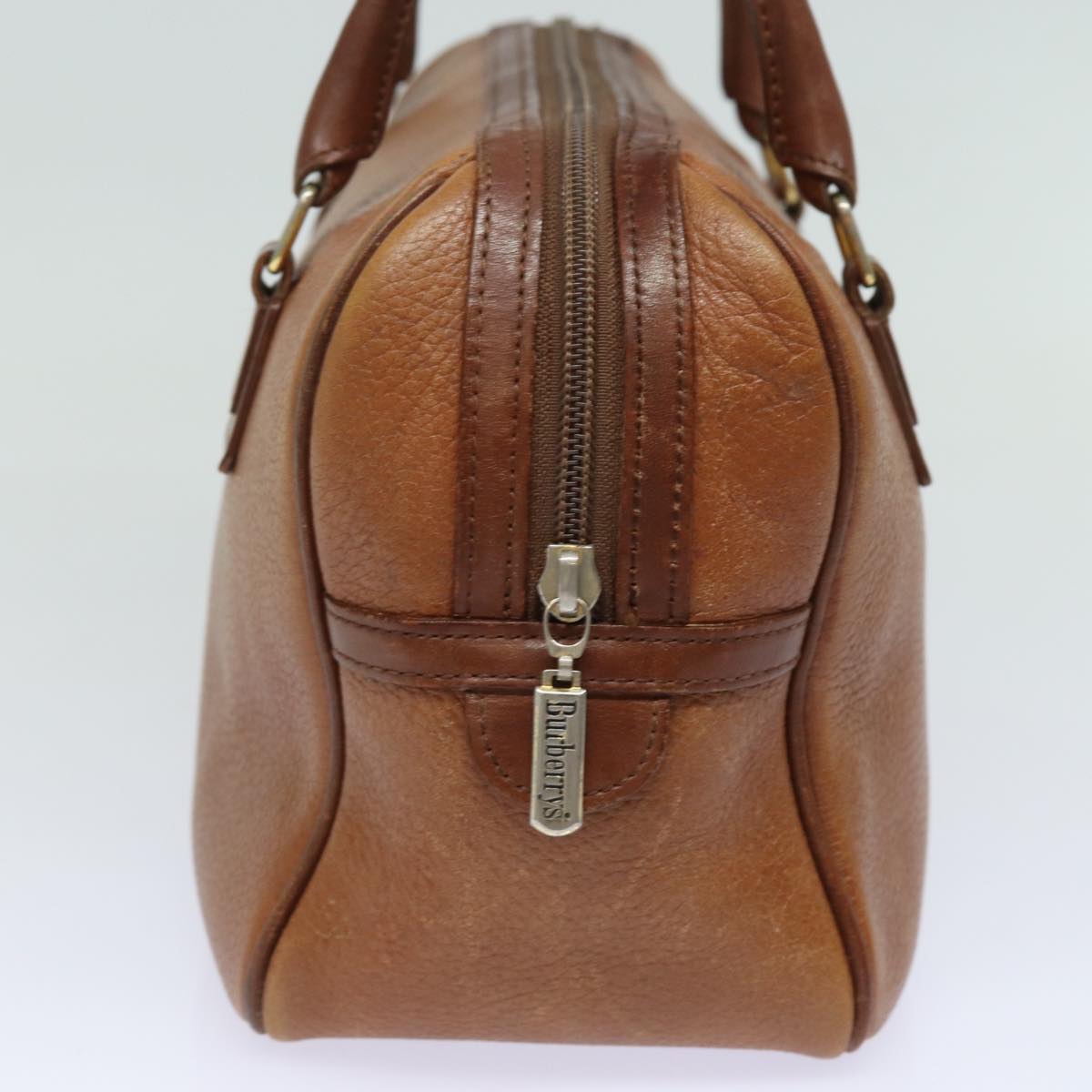 Burberrys Hand Bag Leather Brown Auth bs15382