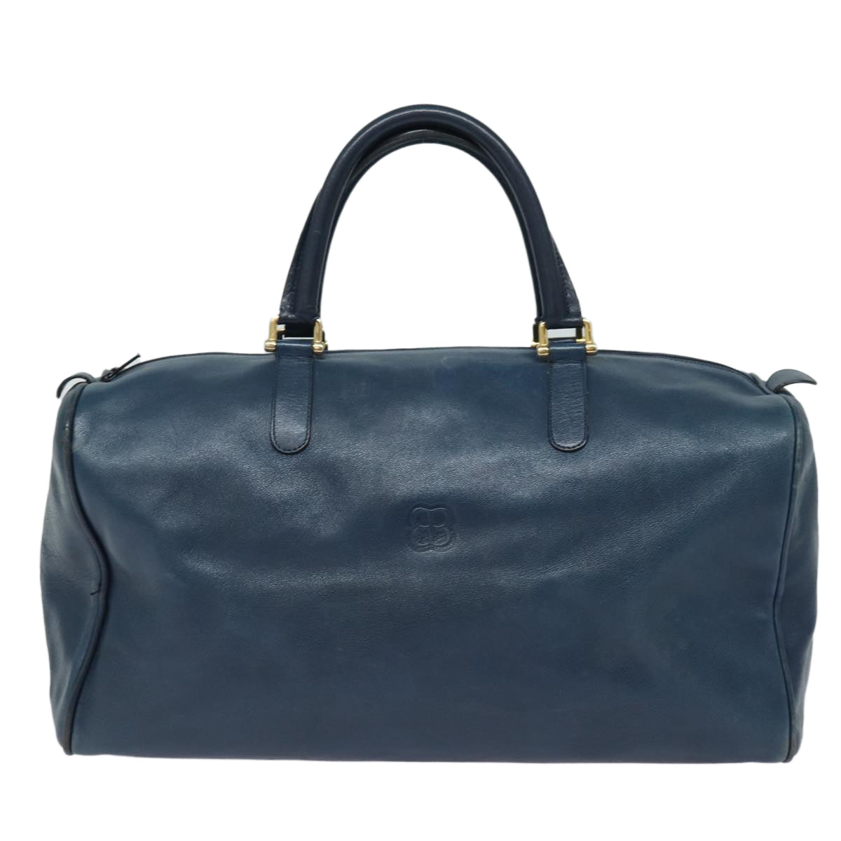 BALENCIAGA Boston Bag Leather Blue Auth bs15384