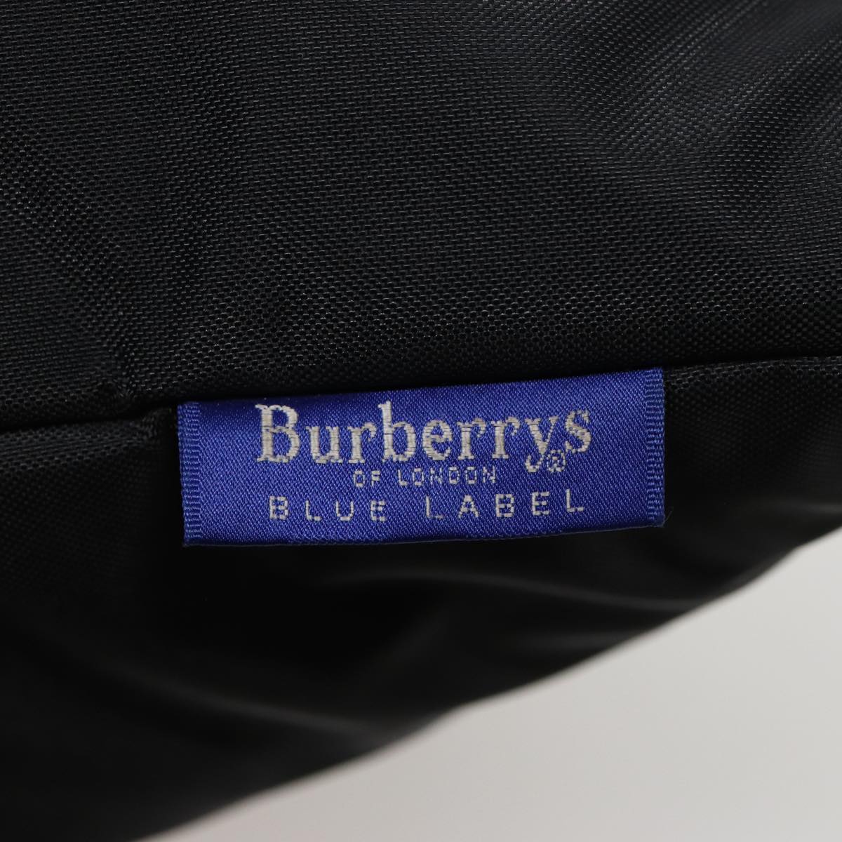 Burberrys Nova Check Blue Label Tote Bag Nylon Black Beige Auth bs15408