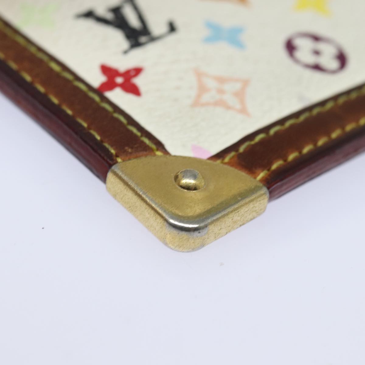 LOUIS VUITTON Monogram Multicolor Pochette Cles Purse White M92655 Auth bs15415