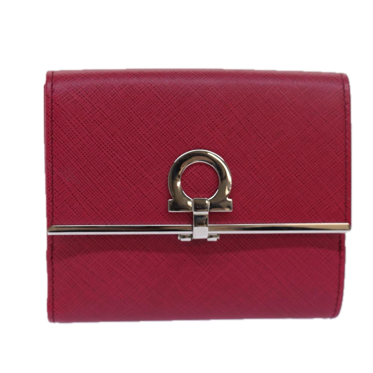 Salvatore Ferragamo Gancini Wallet Leather Pink Auth bs15418