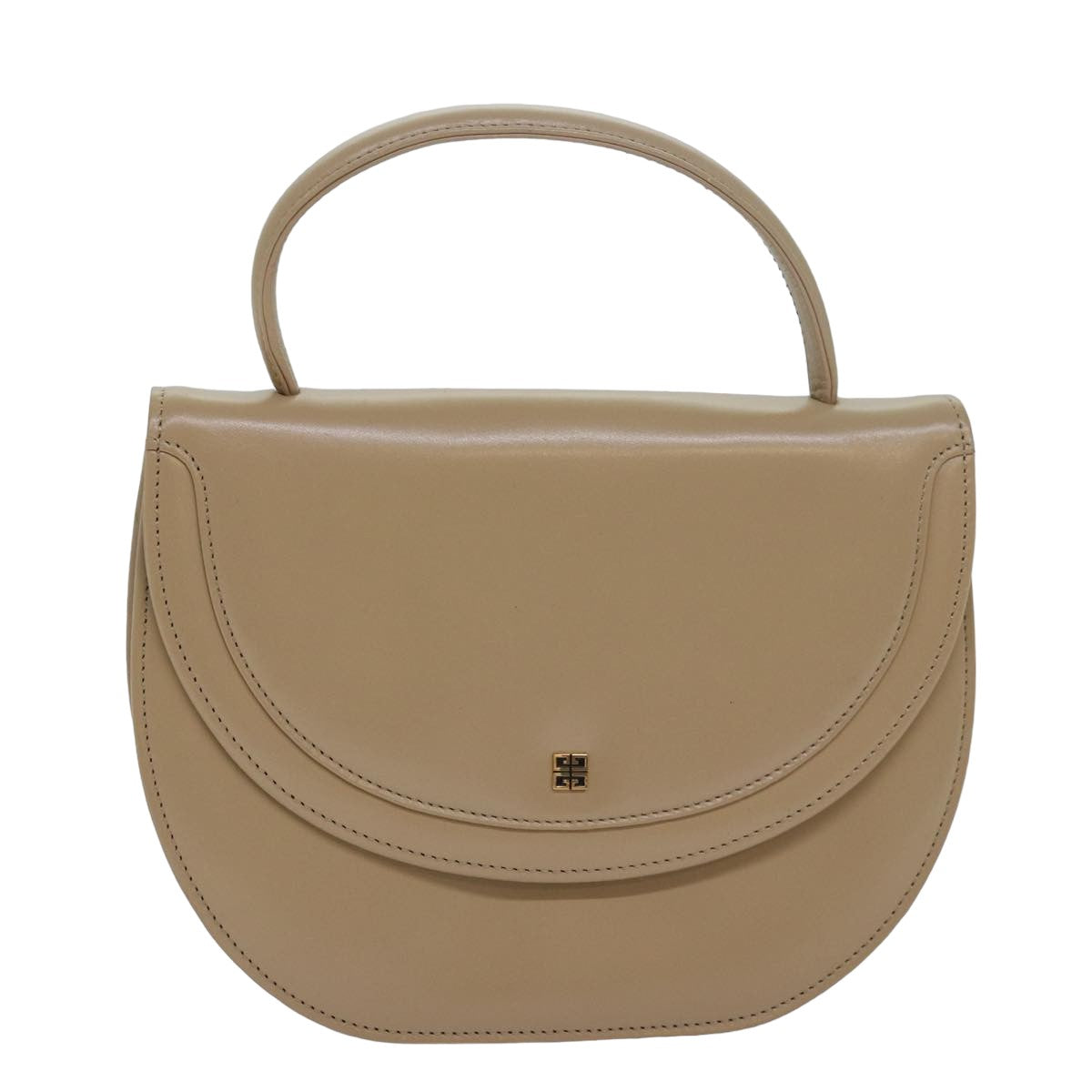 GIVENCHY Hand Bag Leather Beige Auth bs15463