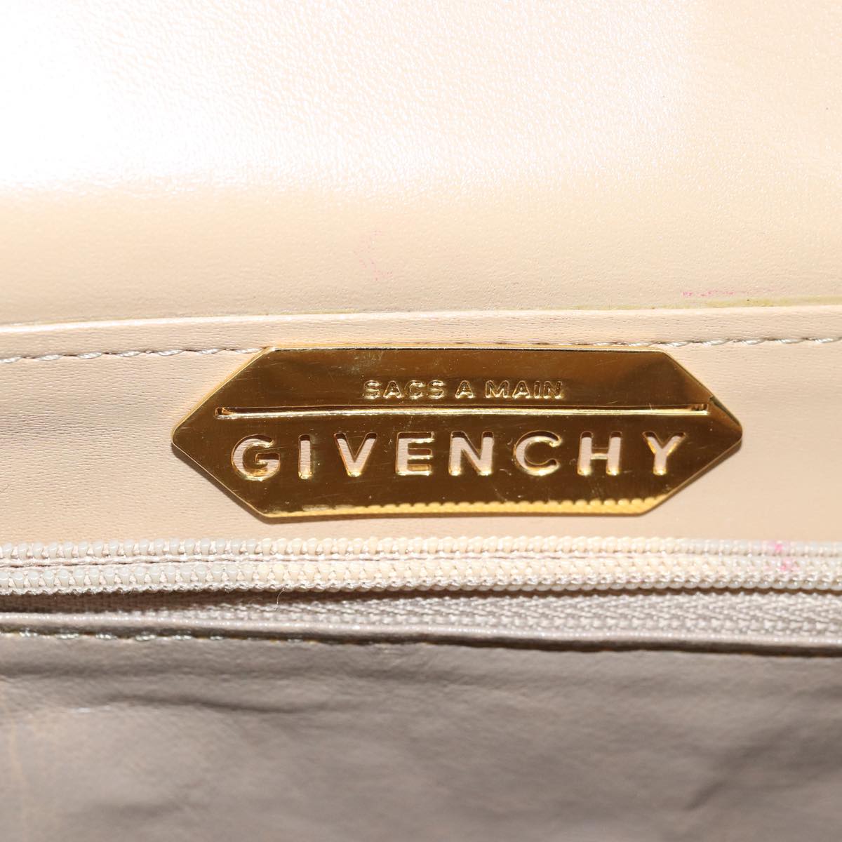 GIVENCHY Hand Bag Leather Beige Auth bs15463