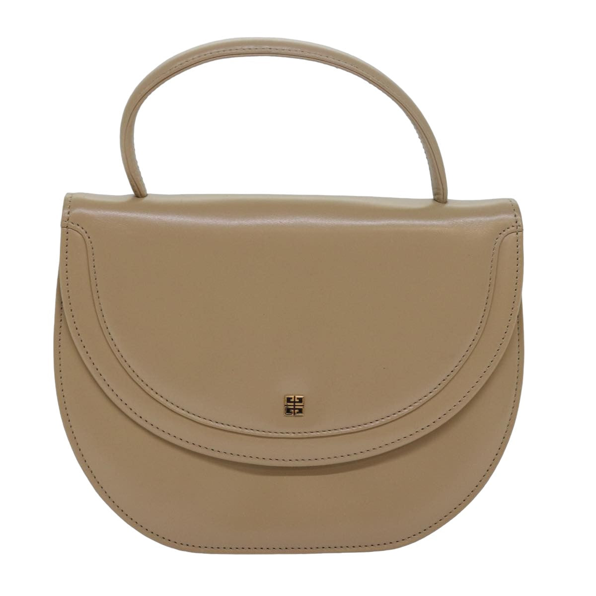 GIVENCHY Hand Bag Leather Beige Auth bs15463