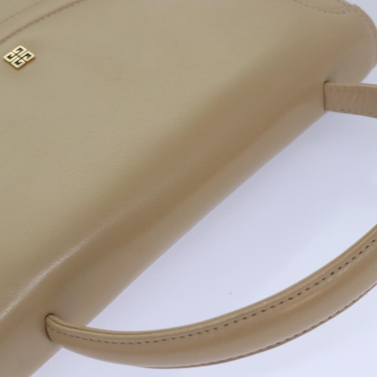 GIVENCHY Hand Bag Leather Beige Auth bs15463