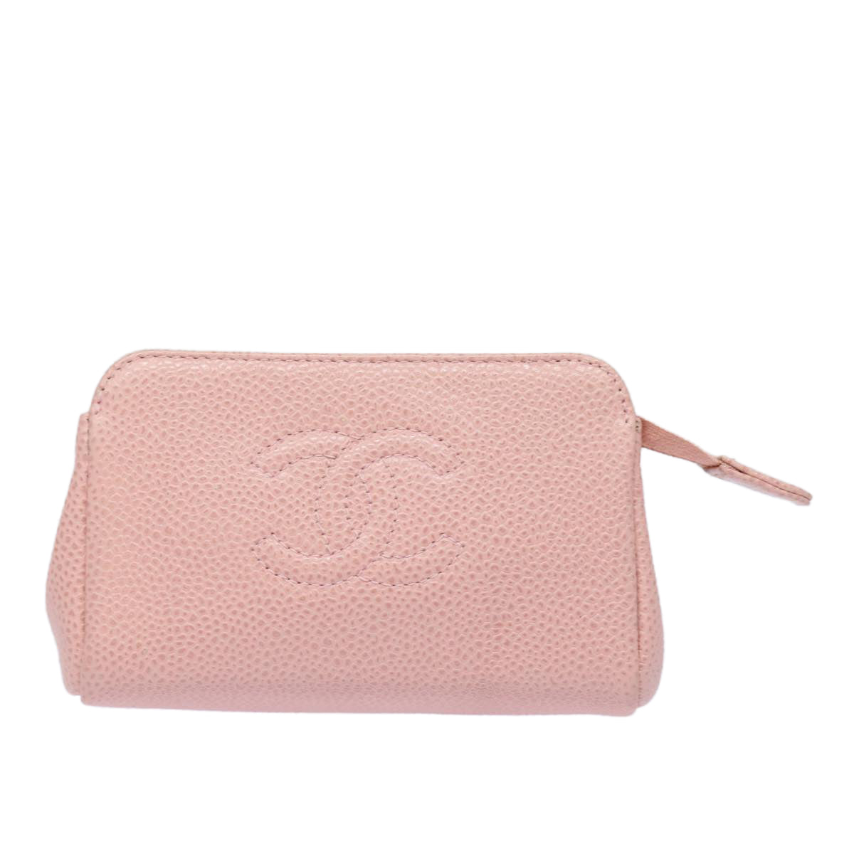 CHANEL COCO Mark Coin Purse Caviar Skin Pink CC Auth bs15464