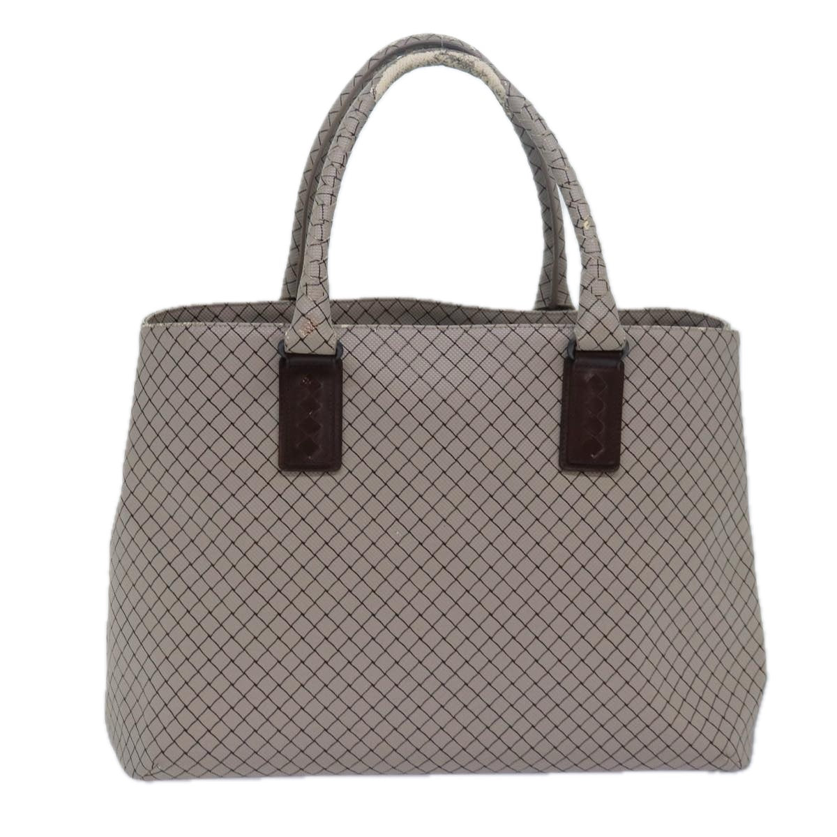 BOTTEGA VENETA Hand Bag PVC Leather Gray Auth bs15475