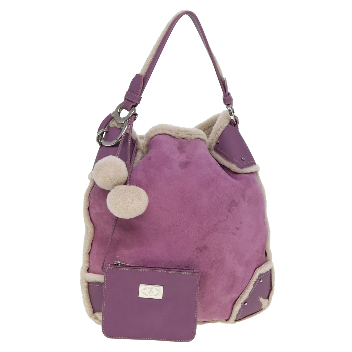 BALLY Shoulder Bag Mouton Purple Auth bs15489