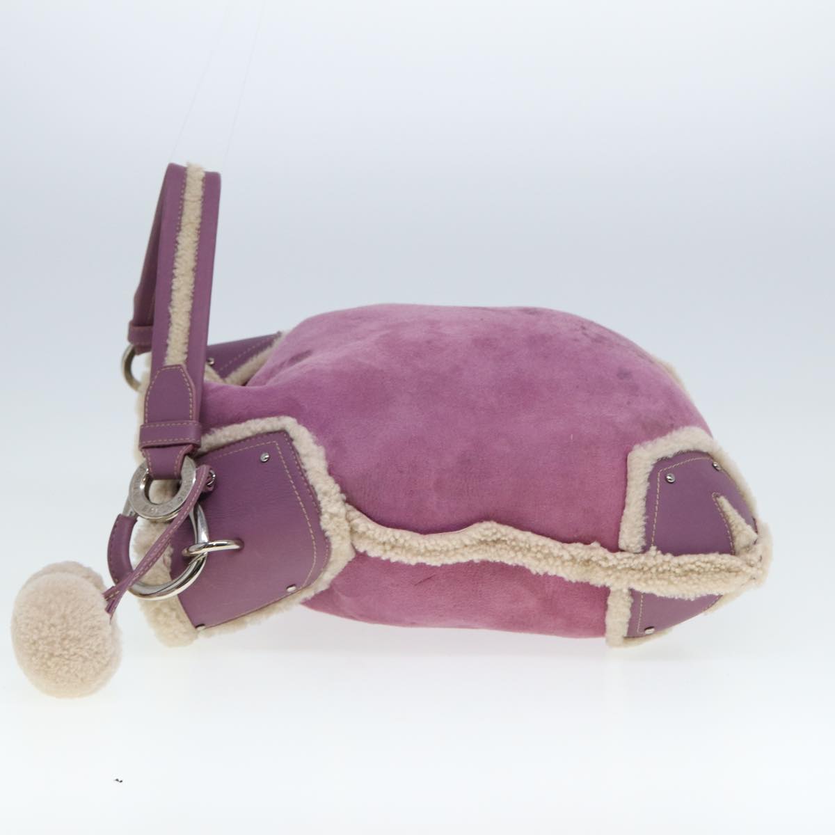 BALLY Shoulder Bag Mouton Purple Auth bs15489