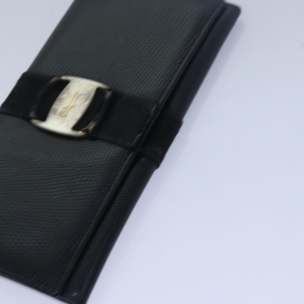 Salvatore Ferragamo Gancini Wallet Leather 8Set Black Gray yellow Auth bs15524