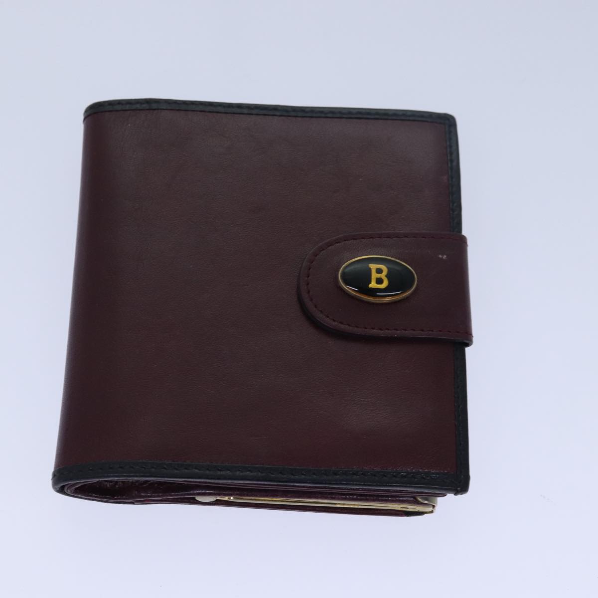 BALLY Wallet Leather 6Set Black Wine Red Auth bs15526