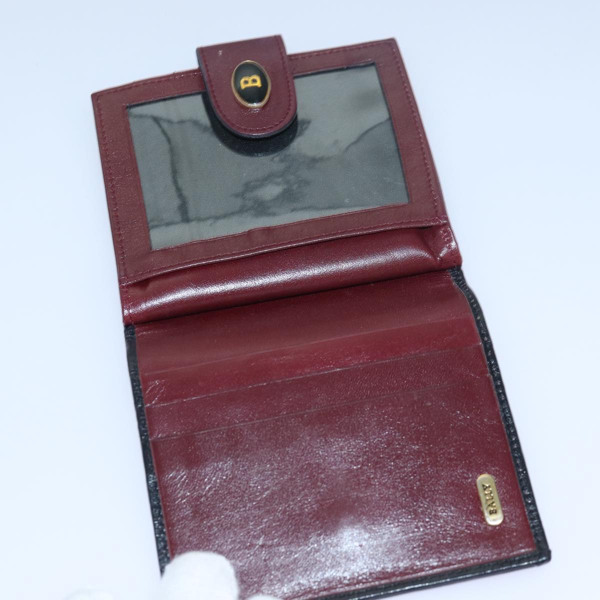 BALLY Wallet Leather 6Set Black Wine Red Auth bs15526