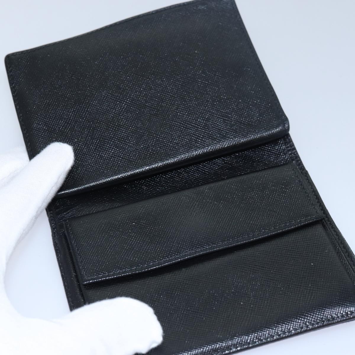 PRADA Wallet Nylon Leather 5Set Black Auth bs15530