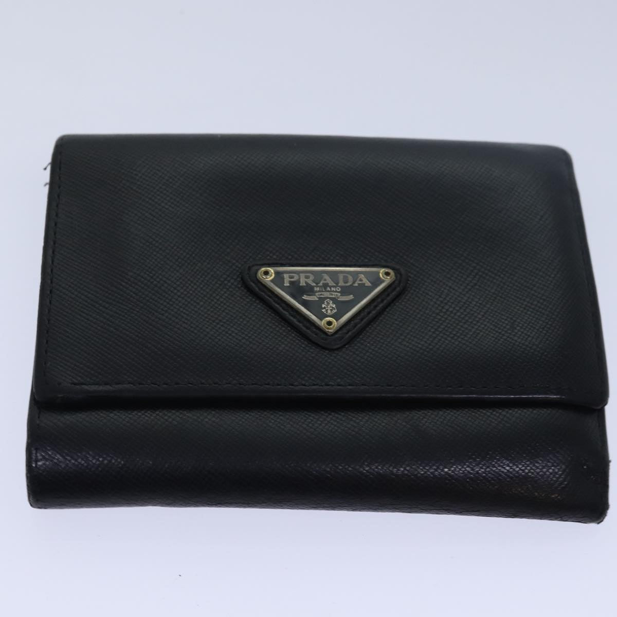 PRADA Wallet Nylon Leather 5Set Black Auth bs15530