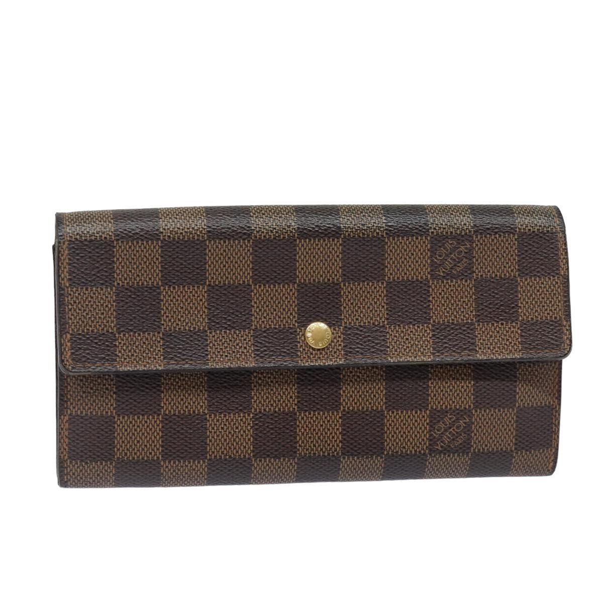 LOUIS VUITTON Damier Ebene Portefeuille Sarah Long Wallet N60491 LV Auth bs15557