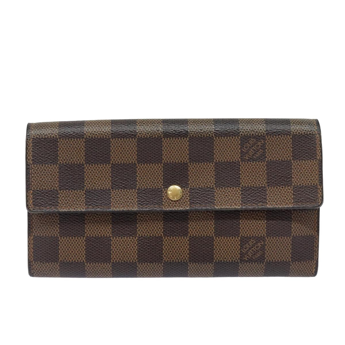 LOUIS VUITTON Damier Ebene Portefeuille Sarah Long Wallet N60491 LV Auth bs15557