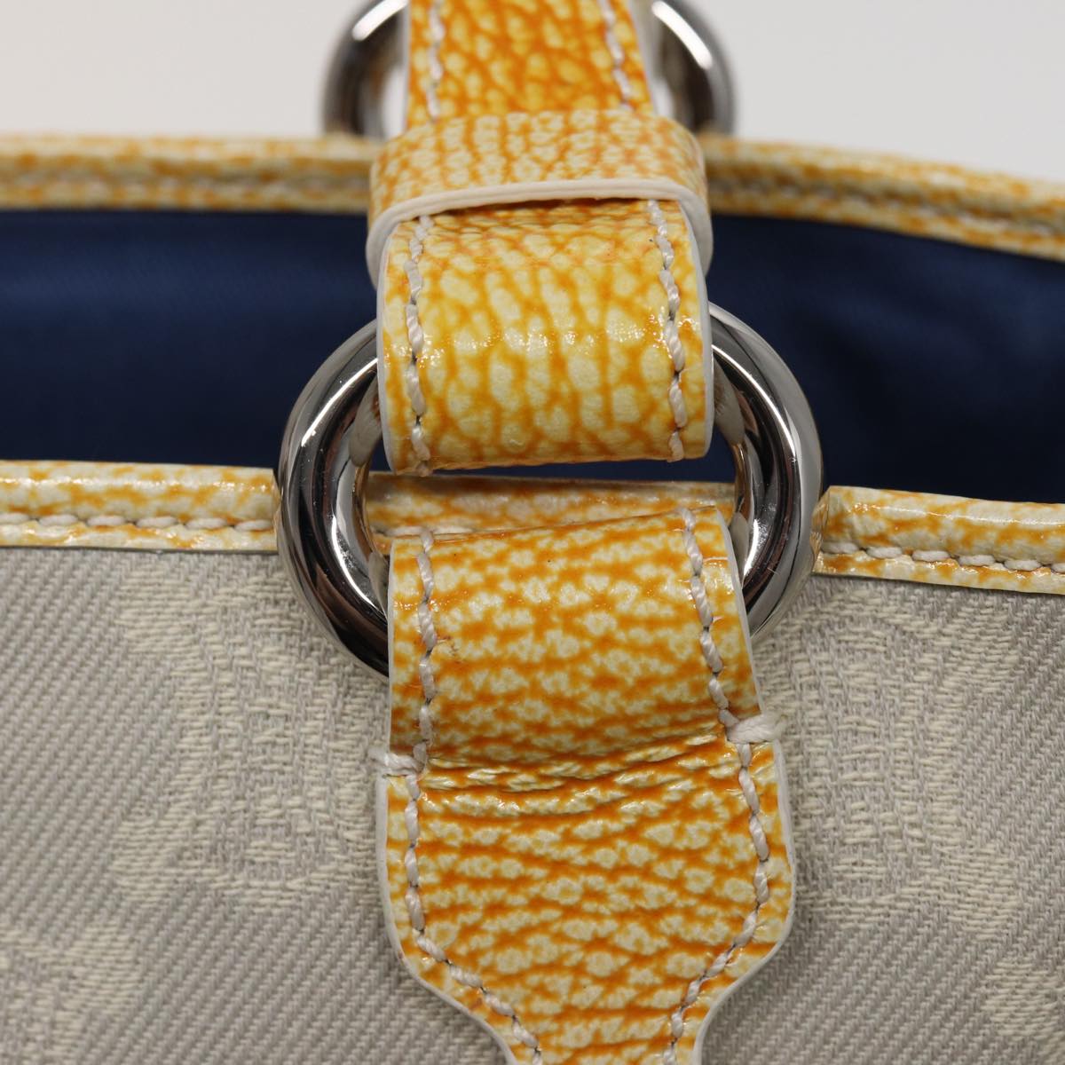 CELINE Macadam Canvas Tote Bag Yellow Light Blue Auth bs15626V