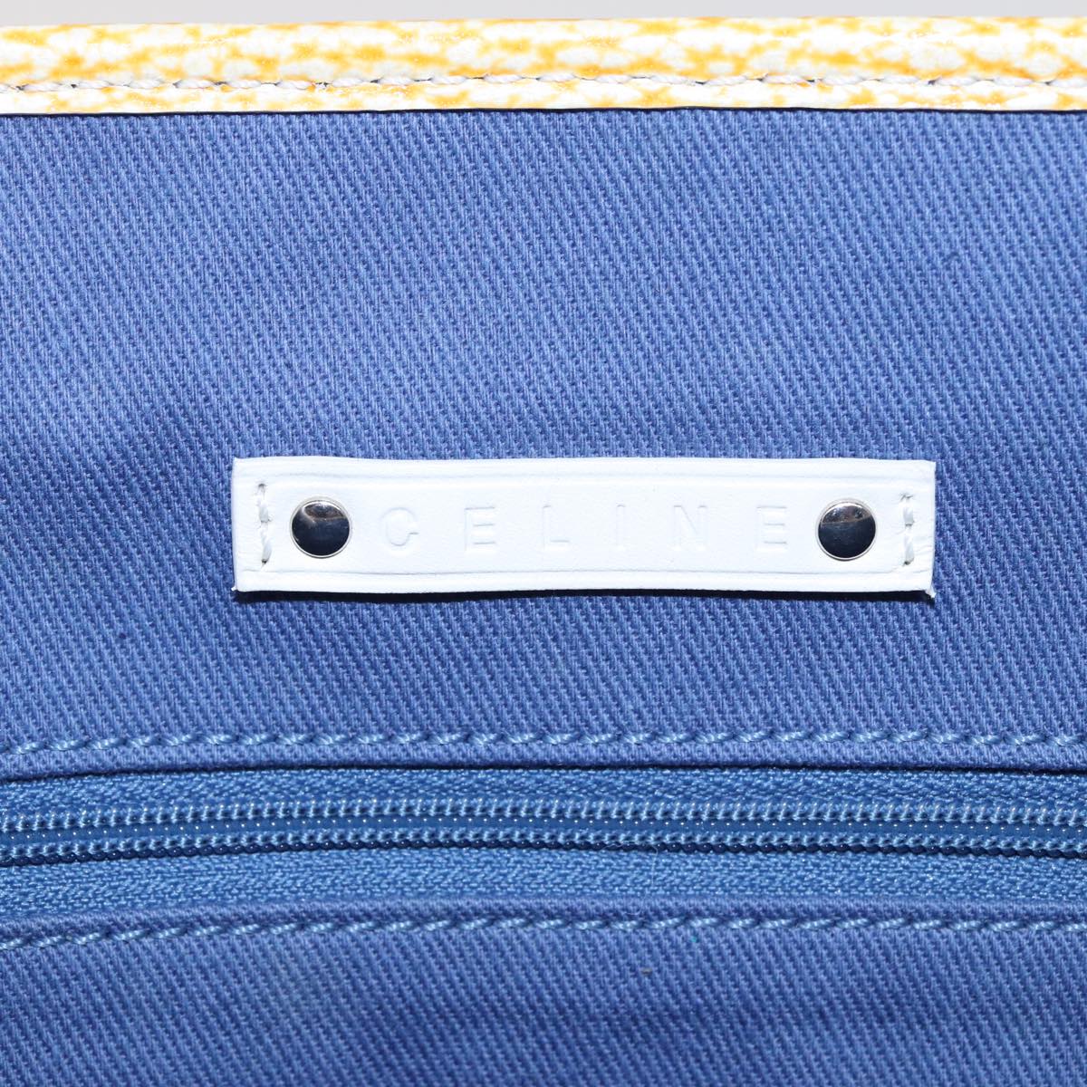 CELINE Macadam Canvas Tote Bag Yellow Light Blue Auth bs15626V