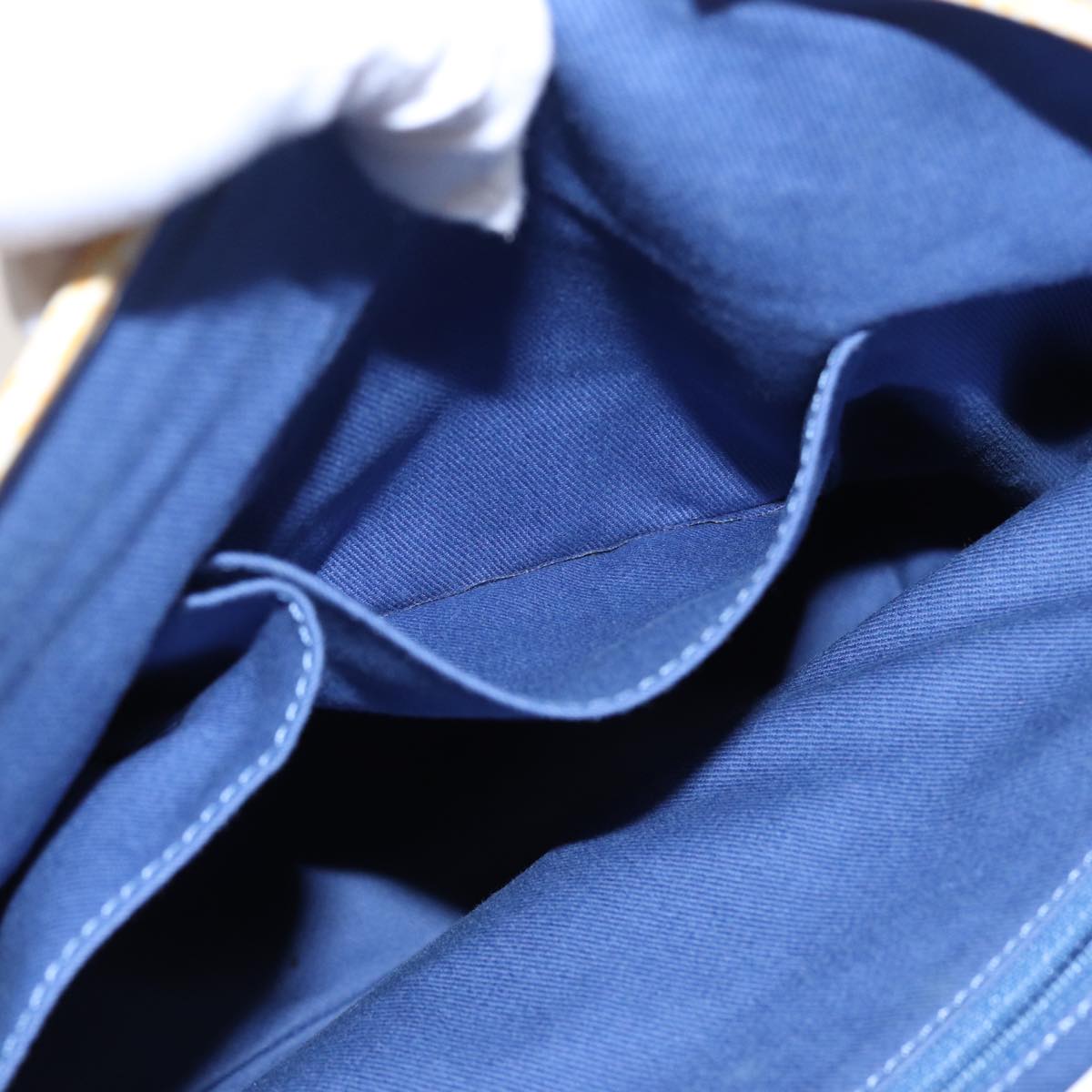 CELINE Macadam Canvas Tote Bag Yellow Light Blue Auth bs15626V