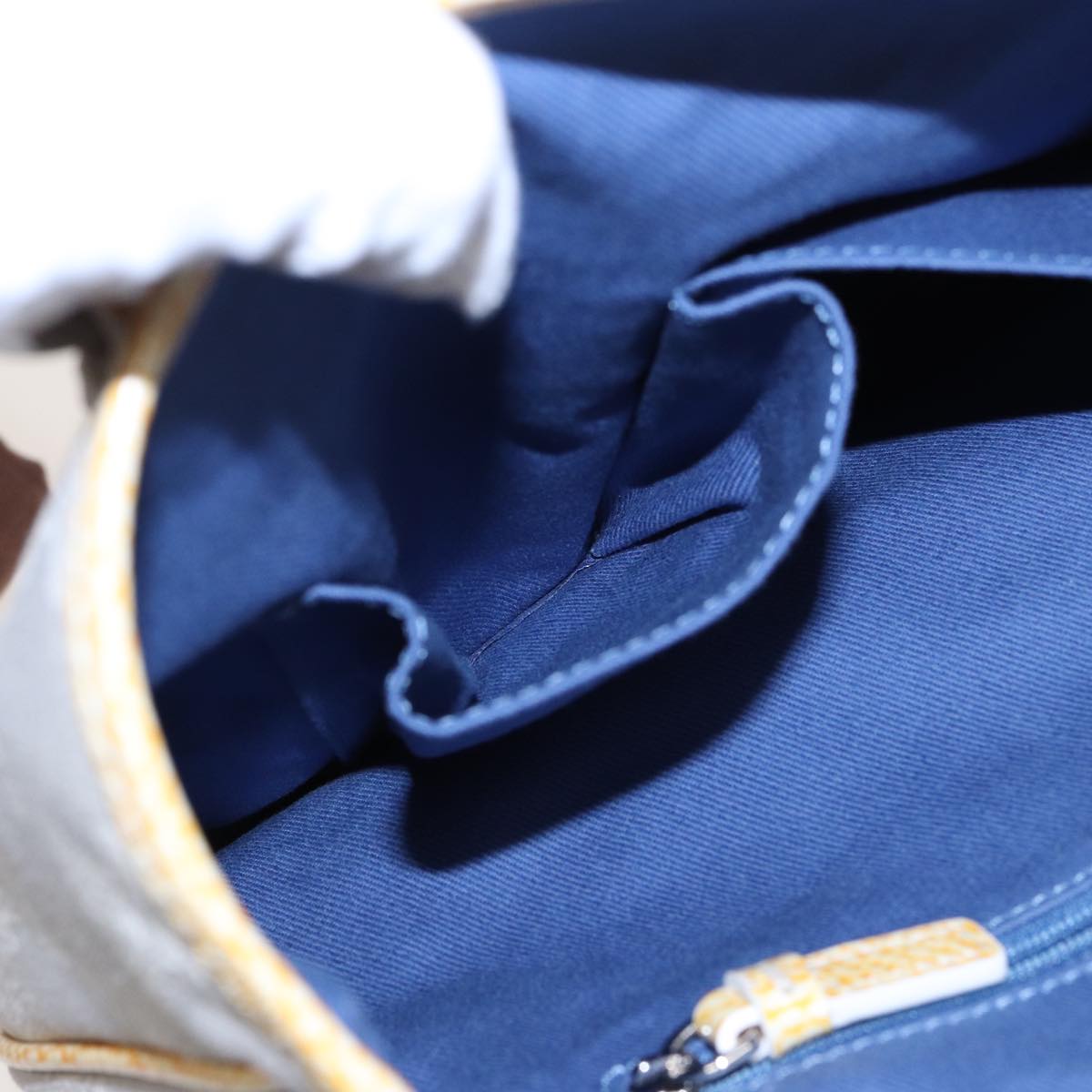 CELINE Macadam Canvas Tote Bag Yellow Light Blue Auth bs15626V