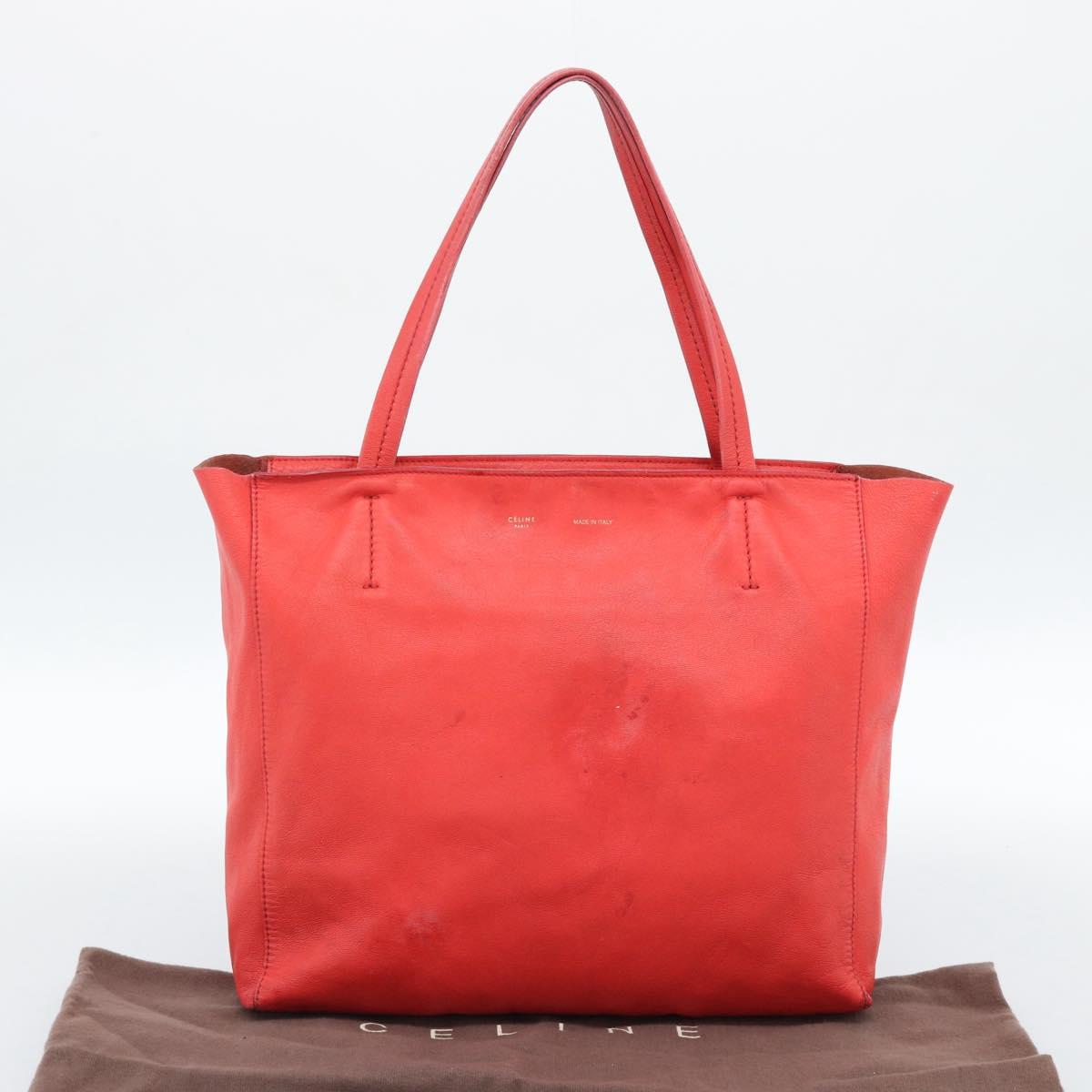 CELINE Tote Bag Leather Red Auth bs15628