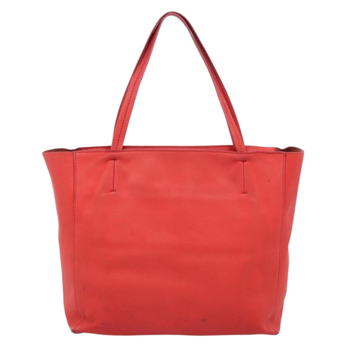 CELINE Tote Bag Leather Red Auth bs15628