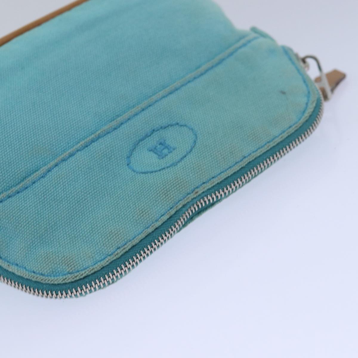 HERMES Bolide Pouch Pouch Canvas Blue Auth bs15643