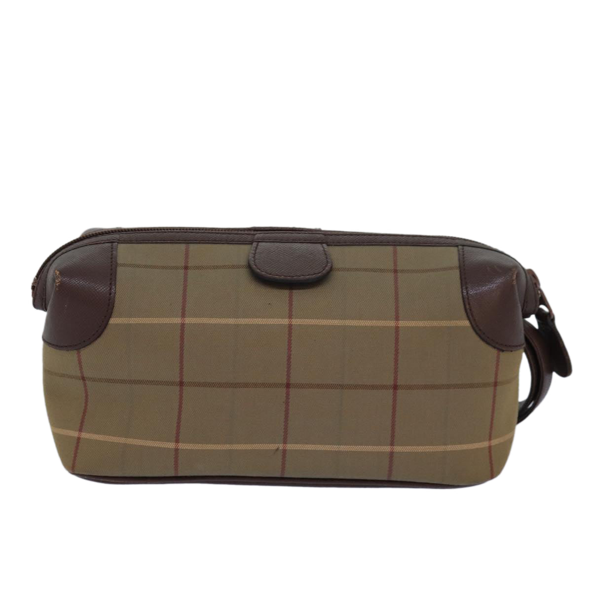 Burberrys Nova Check Pouch Canvas Brown Auth bs15671