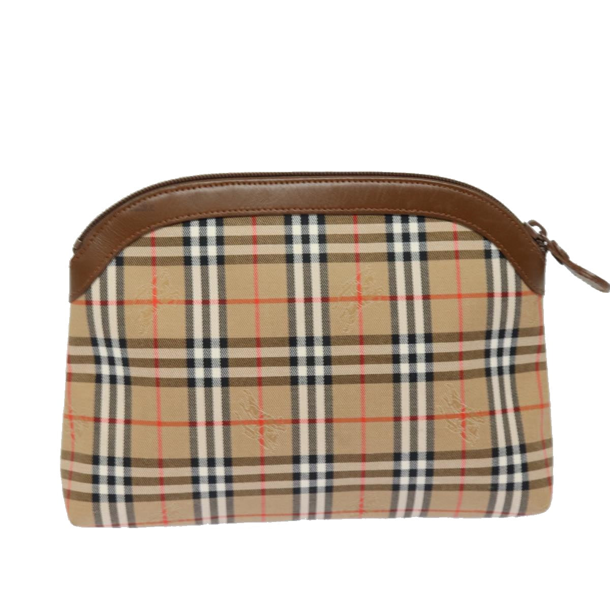 Burberrys Nova Check Pouch Canvas Beige Auth bs15672