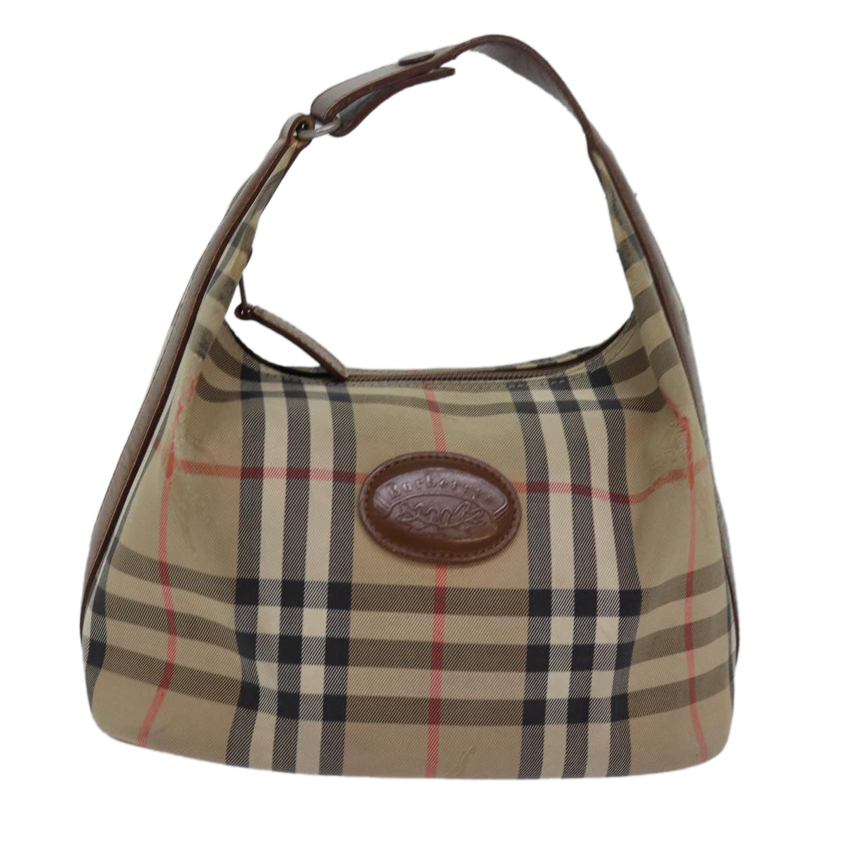 Burberrys Nova Check Hand Bag Canvas Beige Auth bs15675