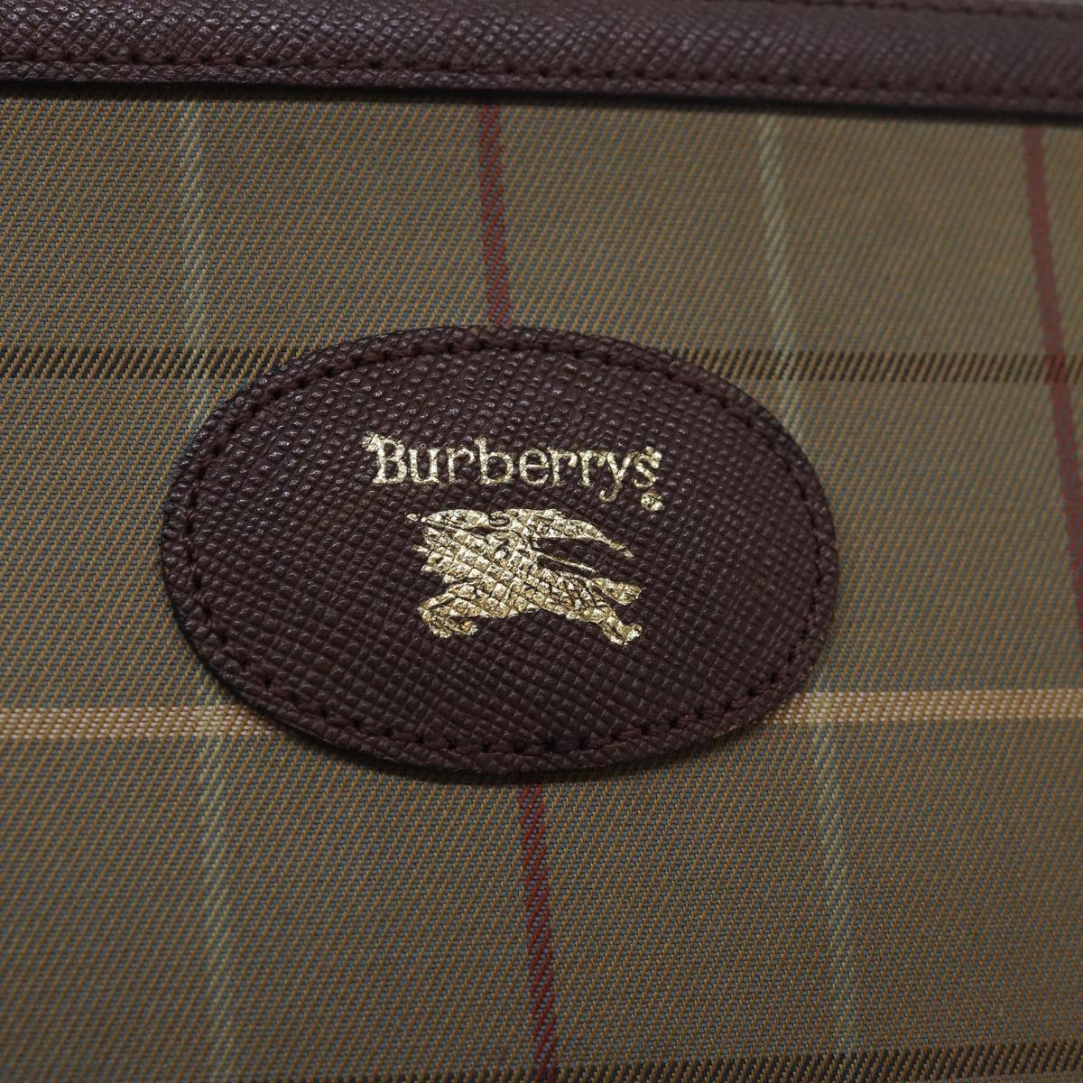 Burberrys Nova Check Pouch Leather Beige Auth bs15677