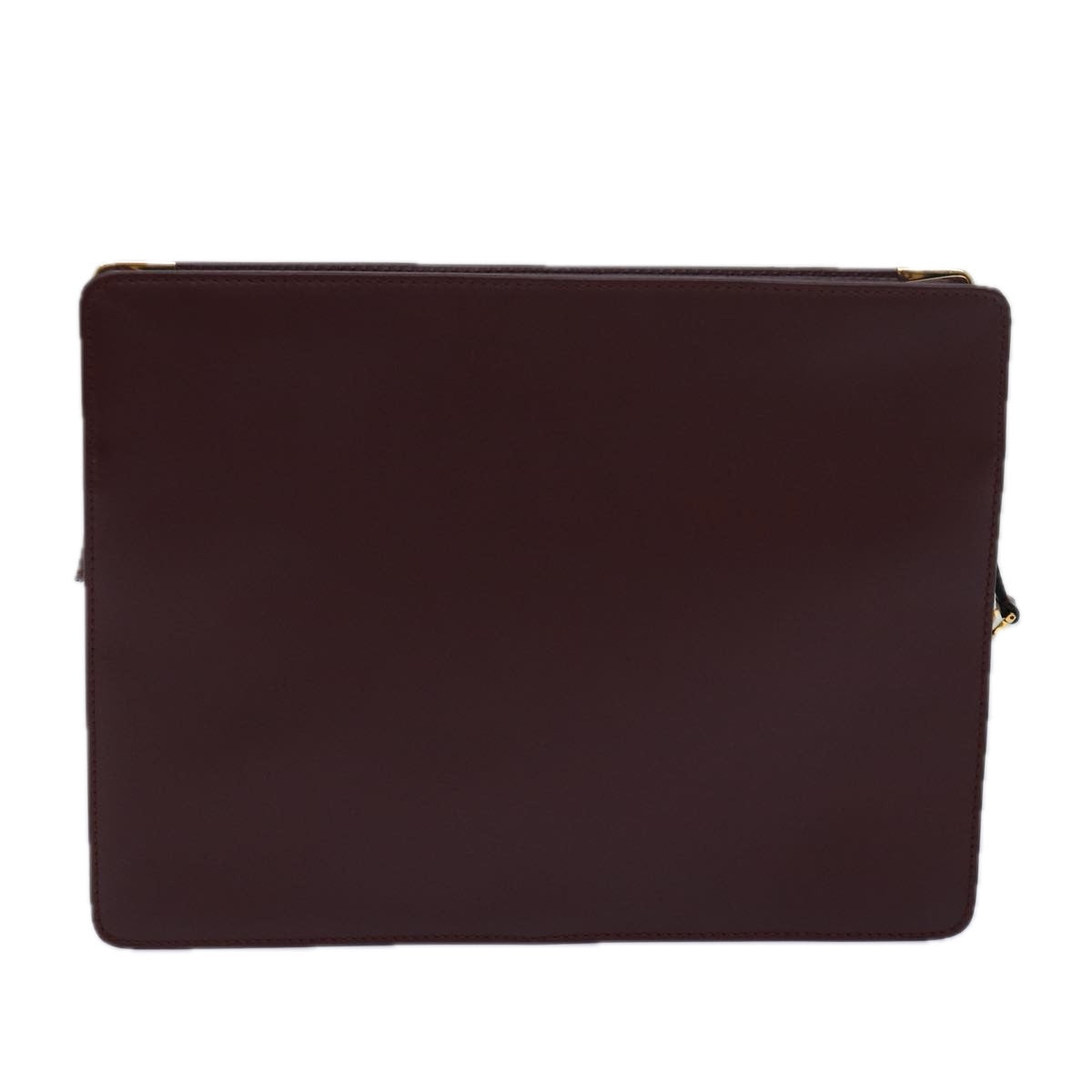 CARTIER Clutch Bag Leather Wine Red Auth bs15691