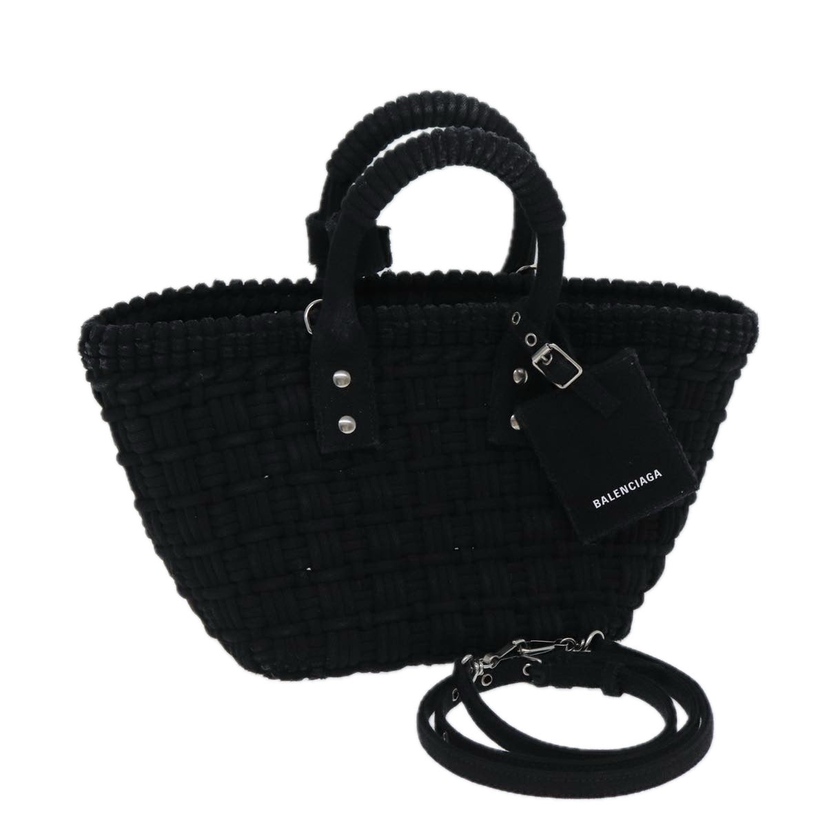 BALENCIAGA Bistro Hand Bag Canvas 2way Black 671342 Auth bs15695V