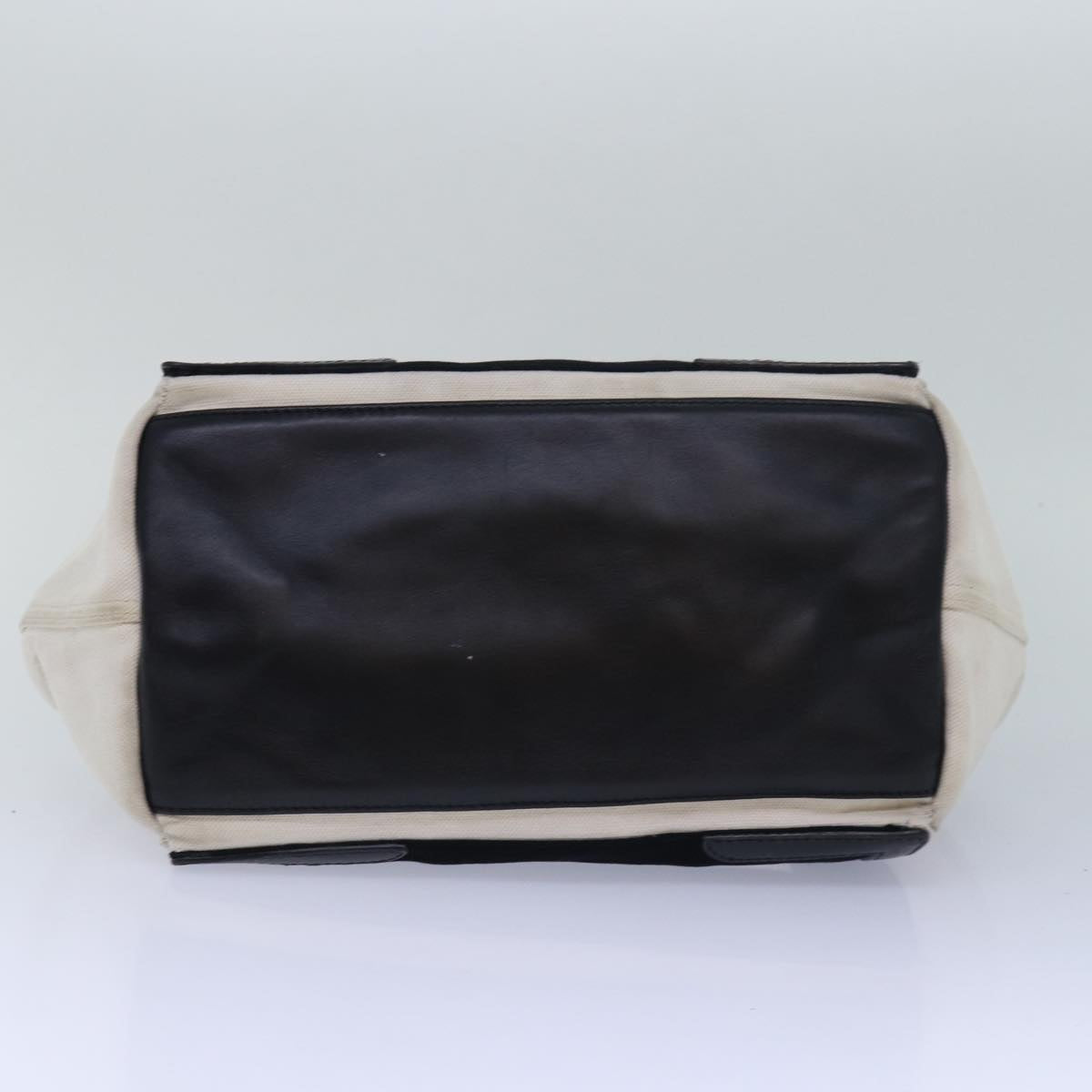 BALENCIAGA Navy Cabas S Hand Bag Canvas Leather Beige Black 339933 Auth bs15697