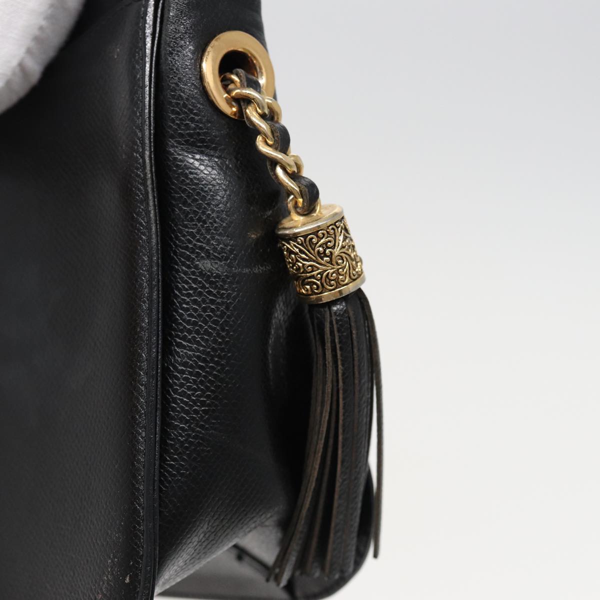 VALENTINO Shoulder Bag Leather Black Auth bs15711