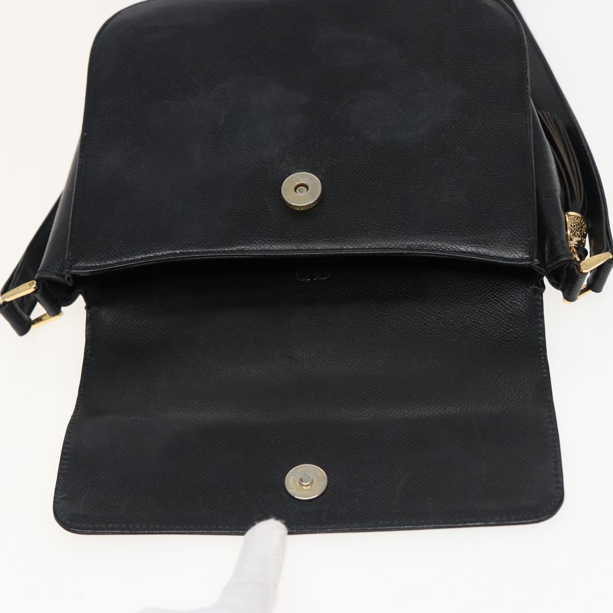 VALENTINO Shoulder Bag Leather Black Auth bs15711