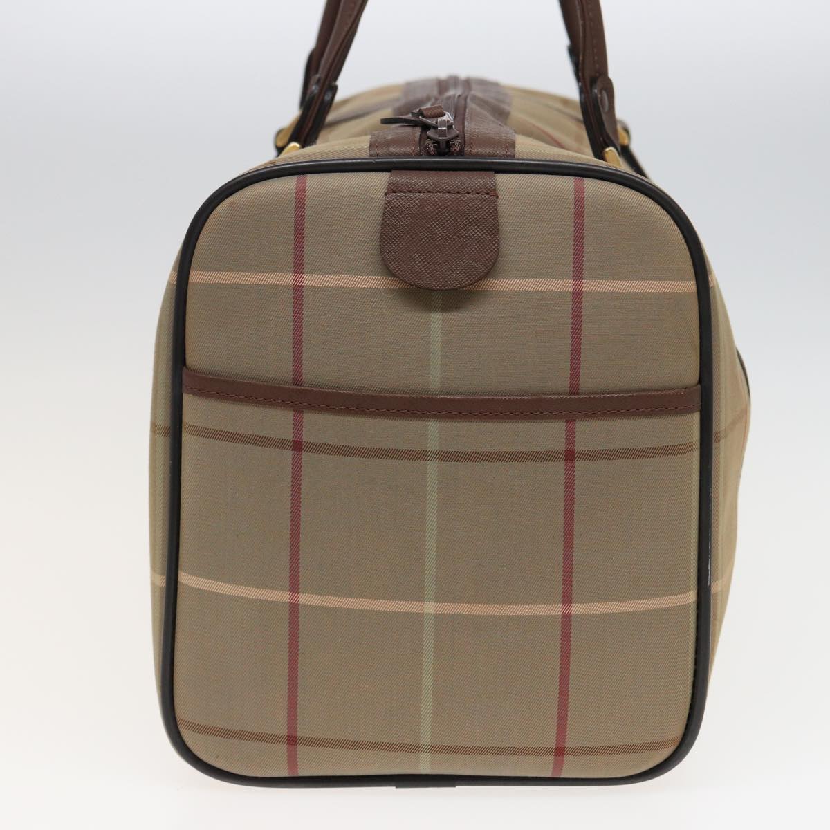 Burberrys Nova Check Boston Bag Canvas Beige Auth bs15740