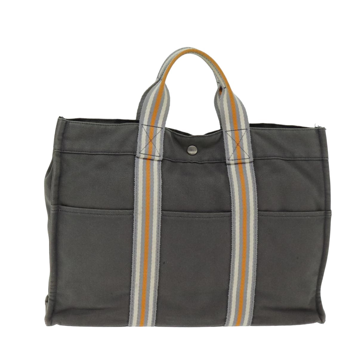 HERMES Fourre Tout MM Hand Bag Canvas Gray Auth bs15751