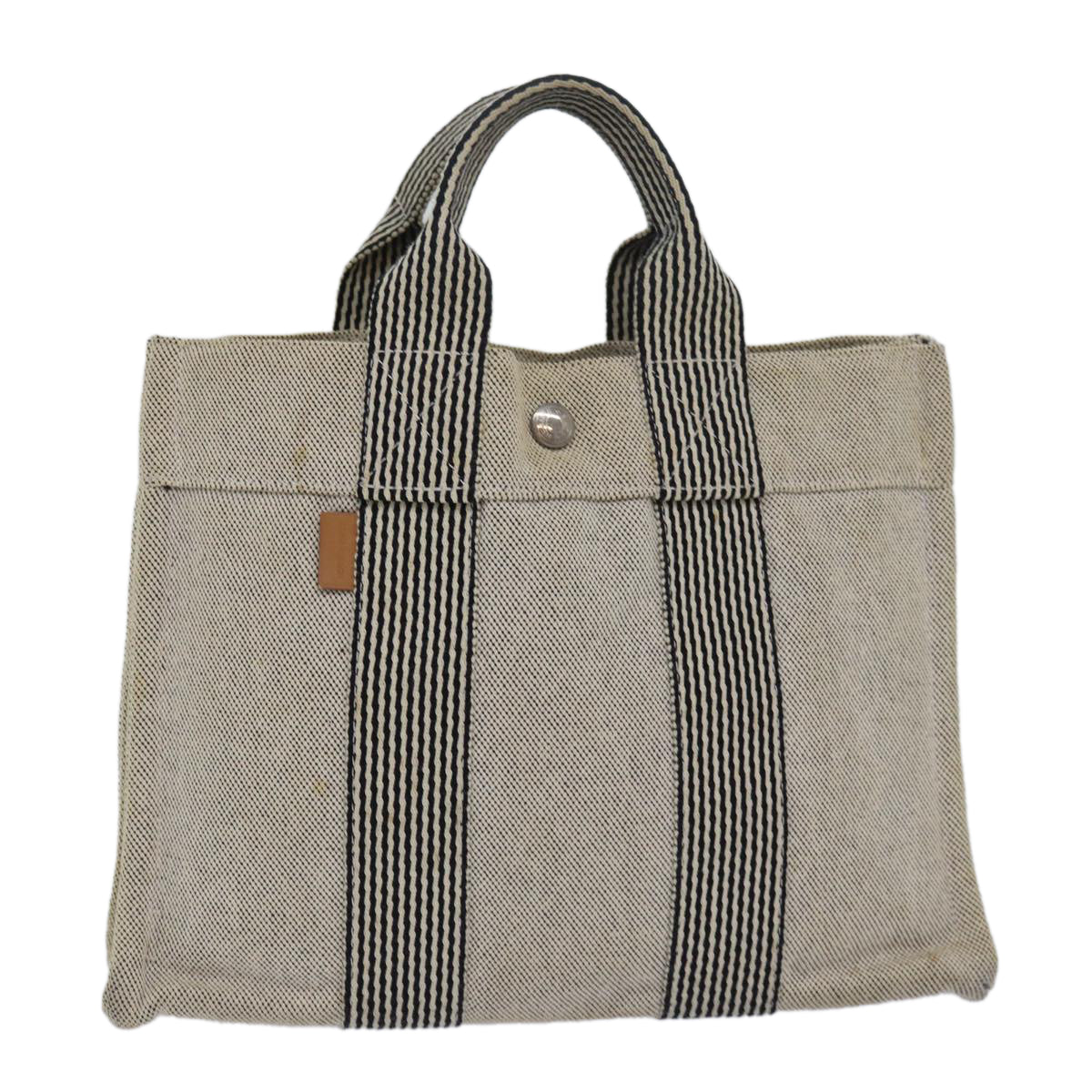 HERMES New Fourre Tout PM Hand Bag Canvas Gray Auth bs15753