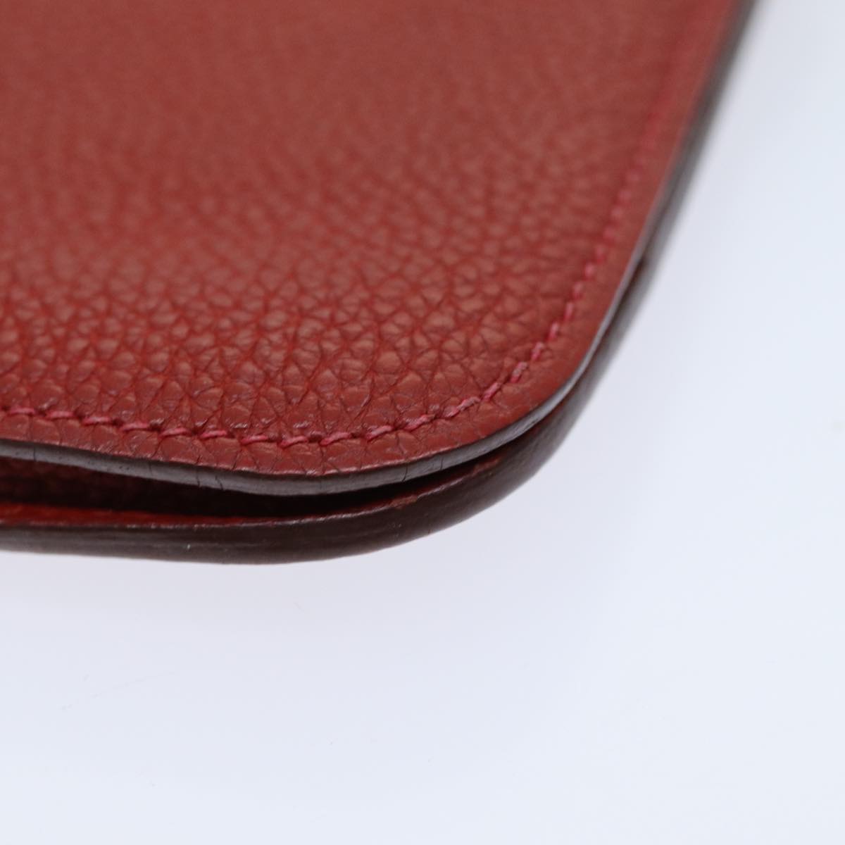 HERMES Dogon GM Wallet Leather Red Auth bs15767