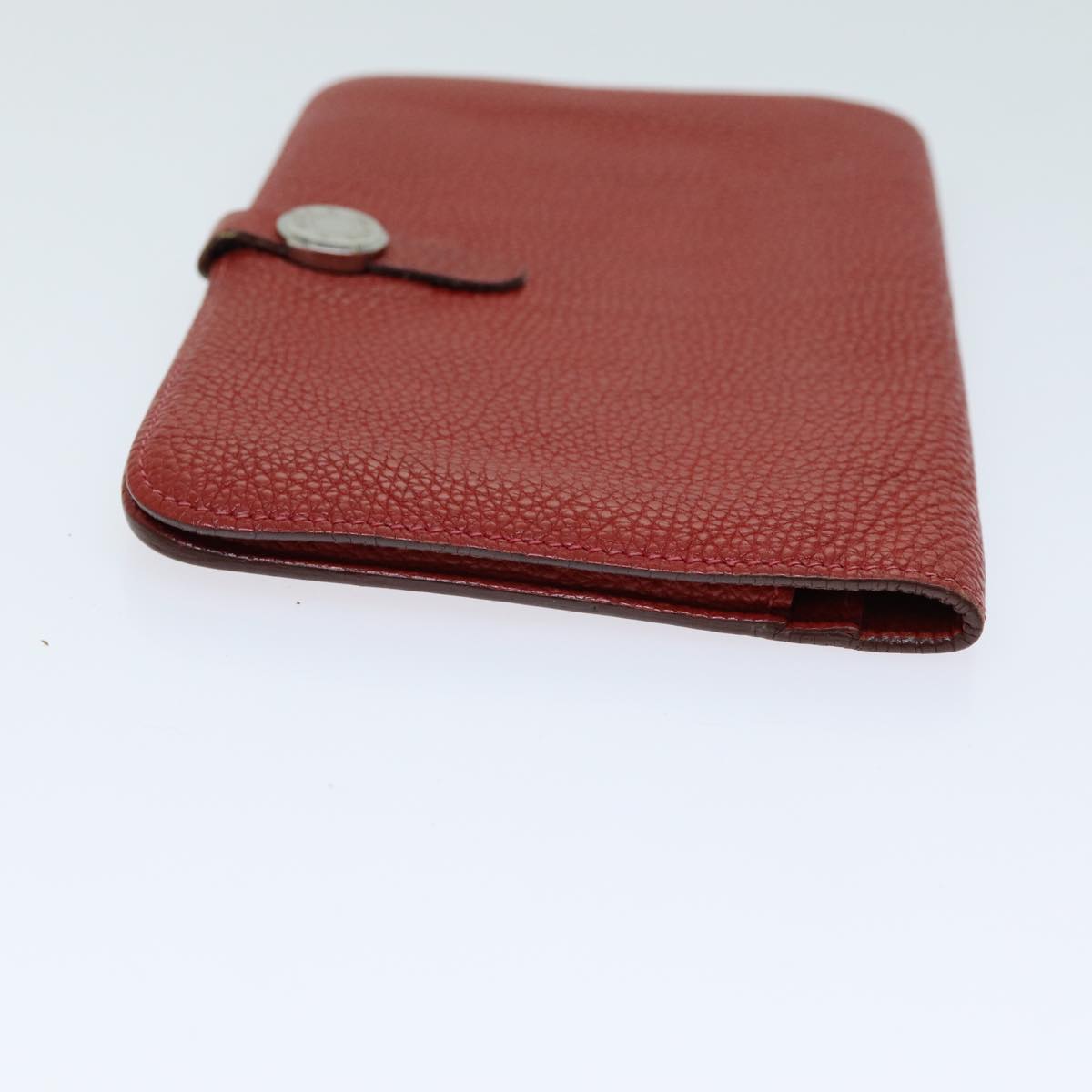 HERMES Dogon GM Wallet Leather Red Auth bs15767