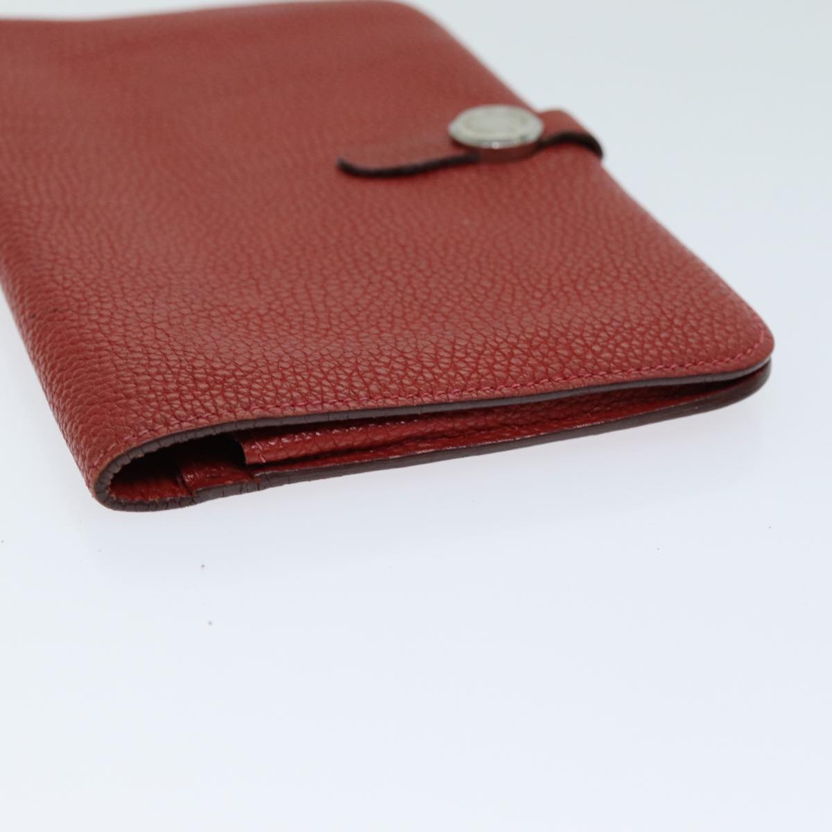 HERMES Dogon GM Wallet Leather Red Auth bs15767