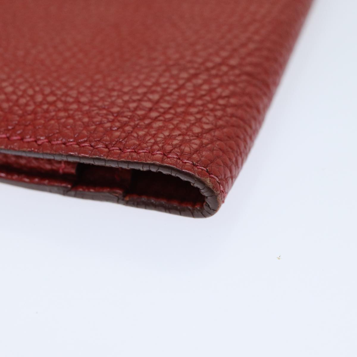 HERMES Dogon GM Wallet Leather Red Auth bs15767