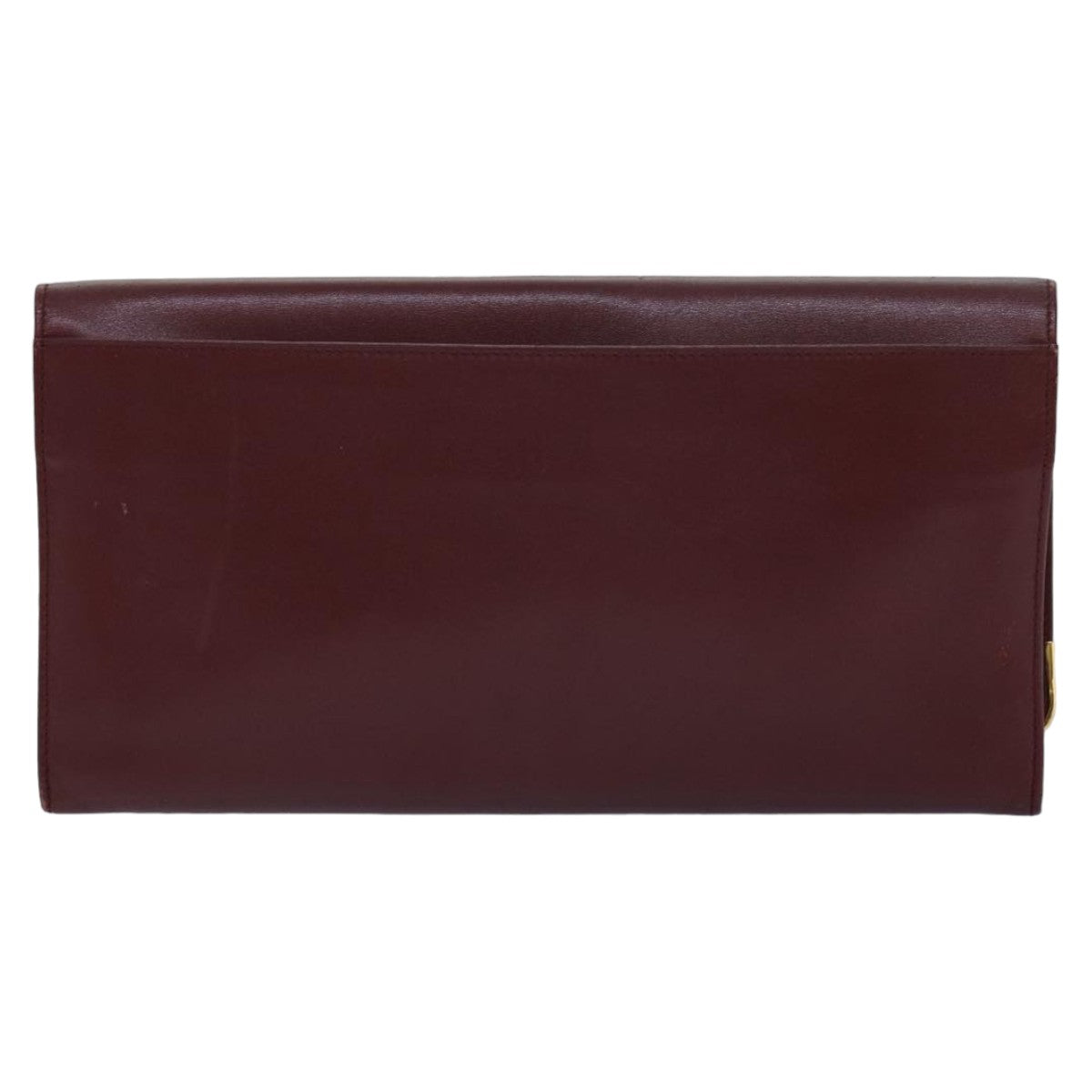 CARTIER Clutch Bag Leather Wine Red Auth bs15788